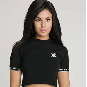 NWT sik silk crop tech tee black sz.US0